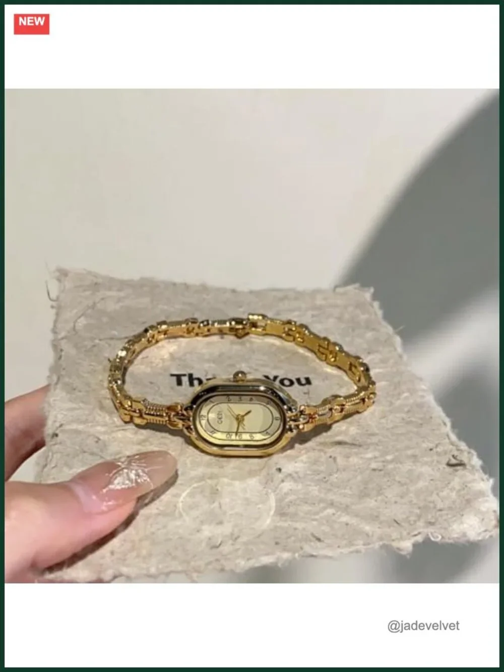 FANMIS Women's Oval Vintage Bracelet Watch Gold Plated Quartz Dress Watch